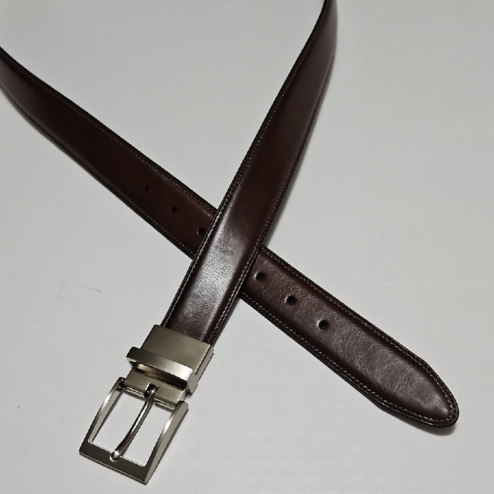 Men's Reversible Brown/Black Coated Leather Belt Size 2X 46-48